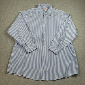 Brooks Brothers Blue Stripe Dress Shirt 16.5-32 Cotton Button Front Classic Fit